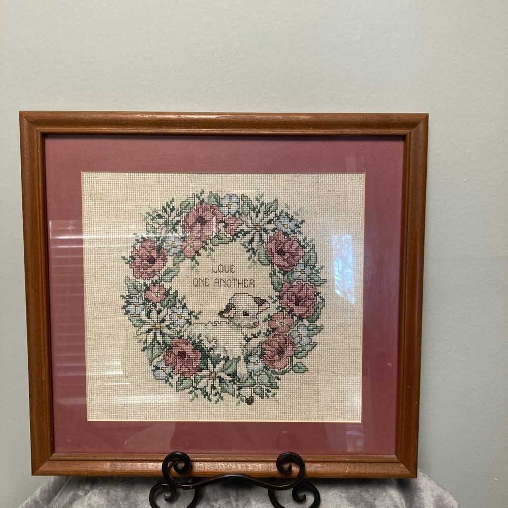 Love One Another Framed Cross Stitch Farm House